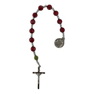 Trinity Mission Small Chaplet 7385 Short Rosary + Charm + Cross Catholic Red